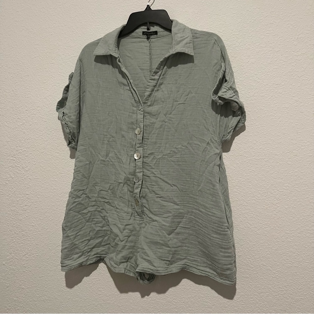 Paper Closet Cotton Gauzy Romper in Sage Green Size 8